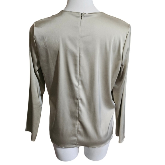 Zara Long Sleeve Satin Blouse Champagne Size XL - Picture 3 of 12